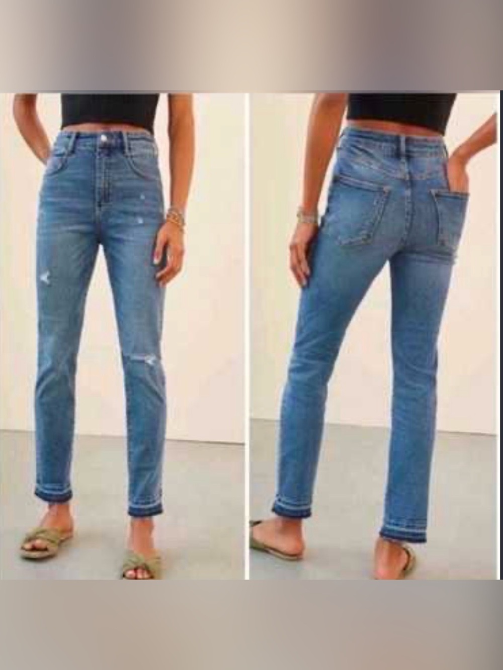 Pilcro Straight-Leg High-Rise Jeans in Medium Blue Wash